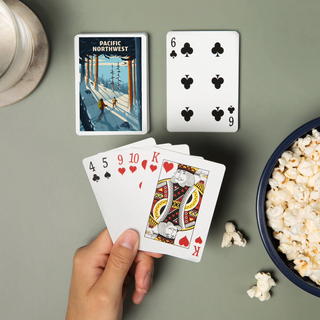 Playing Cards, Pacific Northwest, Better on Foot, Snowshoeing, 52 Card Deck with Jokers in Box, Unique Art
