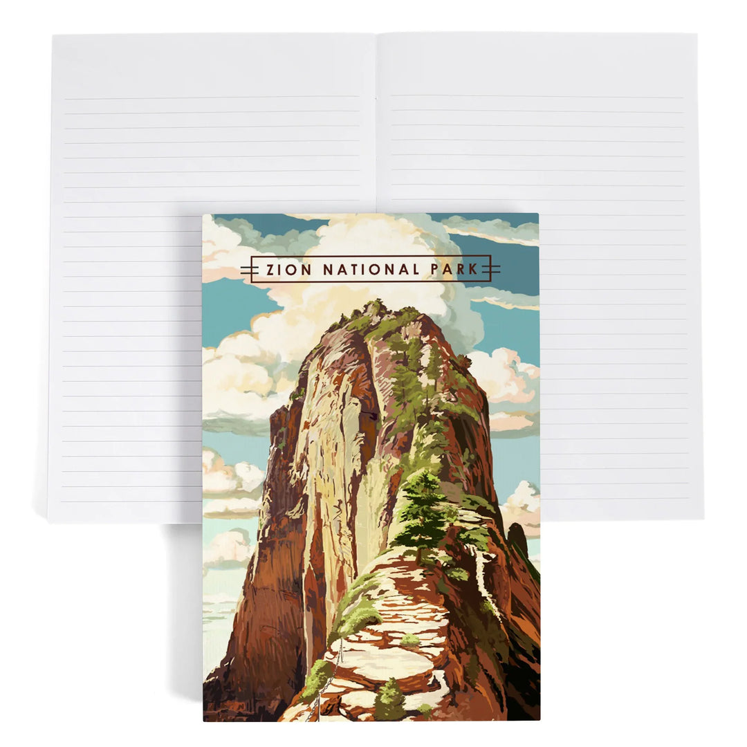 Lined 6x9 Journal, Zion National Park, Utah, Angels Landing, Modern Typography, Lay Flat, 193 Pages, FSC paper