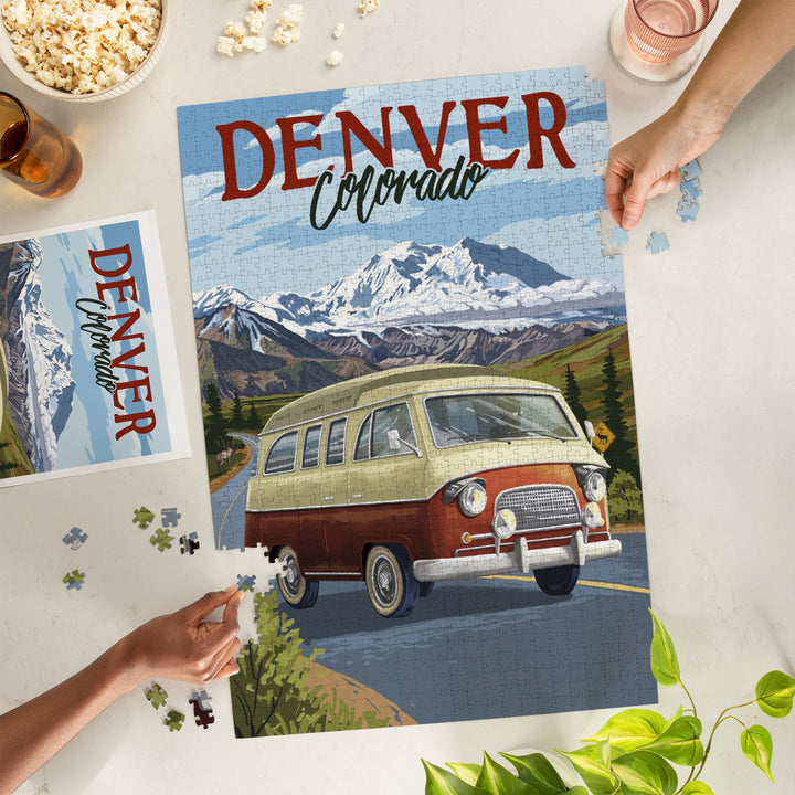 Denver, Colorado, Camper Van and Mountain Drive, Jigsaw Puzzle