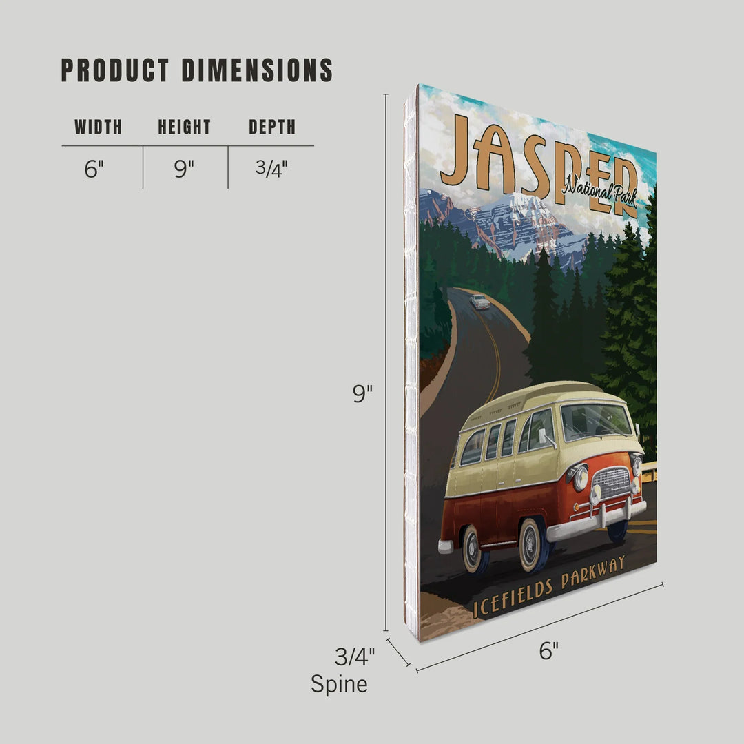 Lined 6x9 Journal, Jasper National Park, Canada, Icefields Parkway, Camper Van, Lay Flat, 193 Pages, FSC paper