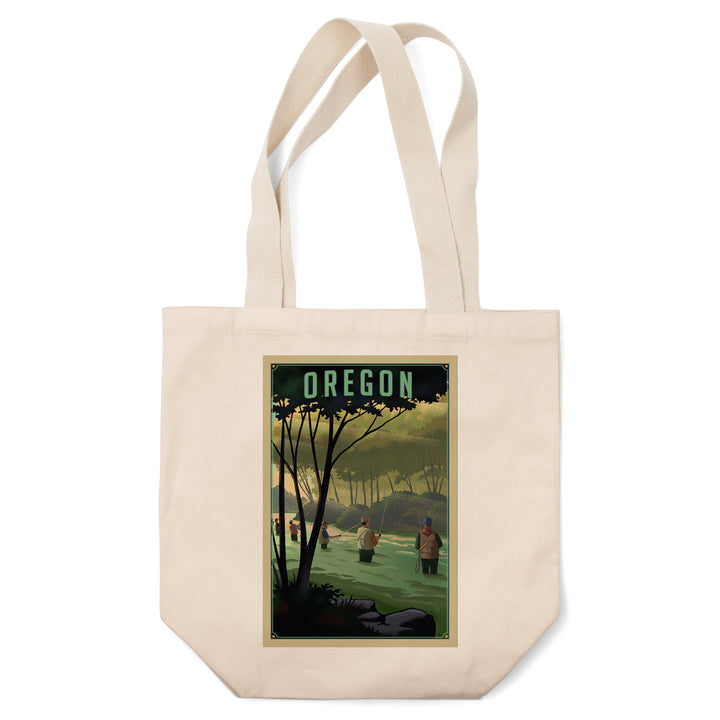 Oregon, Fishing, Lithograph, Tote Bag