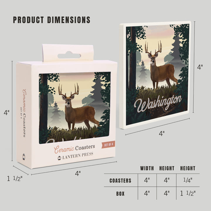 Washington, Painterly, Deer and Sunrise, Coasters