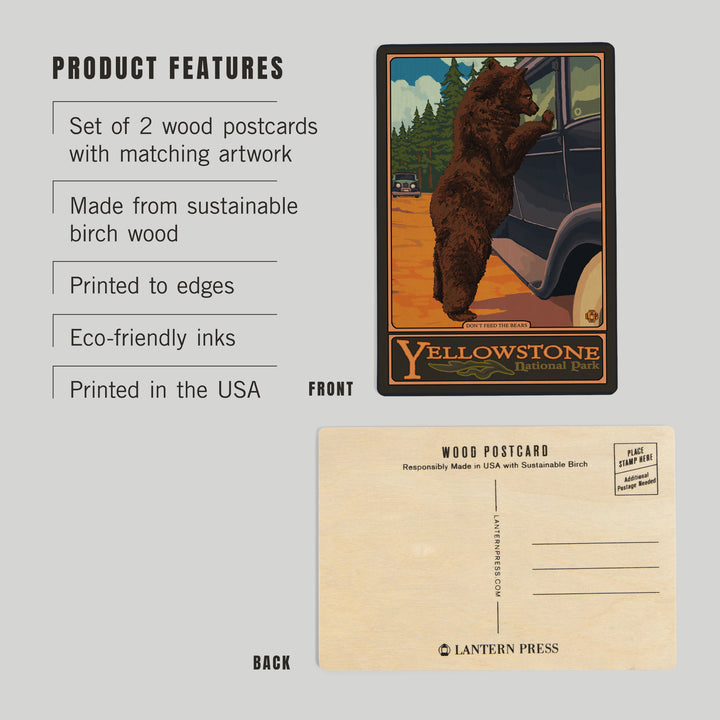 Yellowstone National Park, Wyoming, Don't Feed The Bears, Wood Sign and Postcards