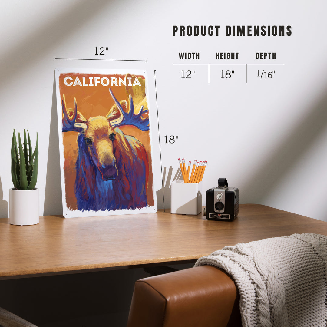 California, Vivid, Moose, Metal Signs - Lantern Press