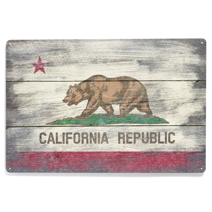 Rustic California State Flag, Metal Signs