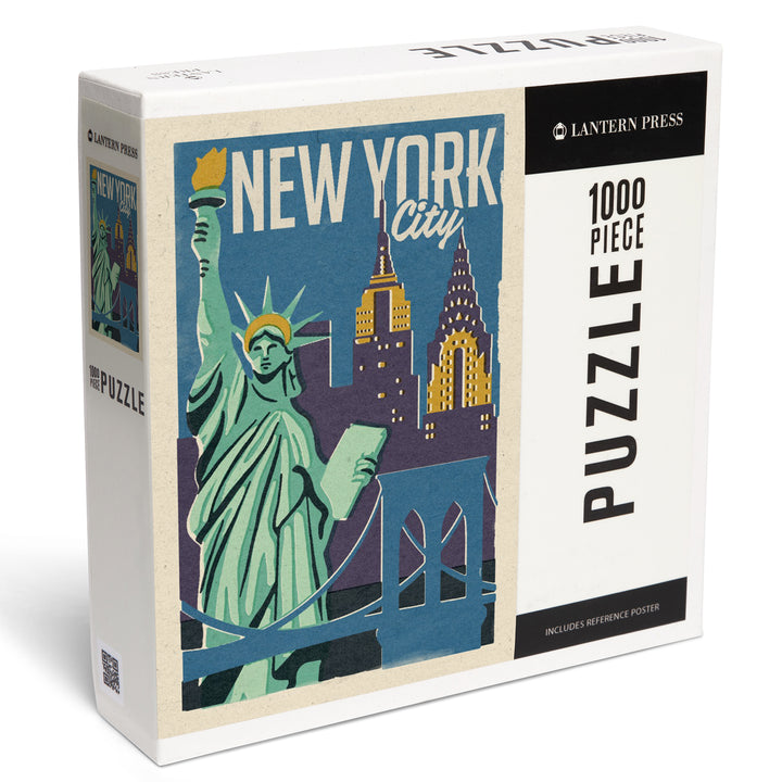 New York City, Woodblock City Series, Skyline, 1000 Piece Jigsaw Puzzle
