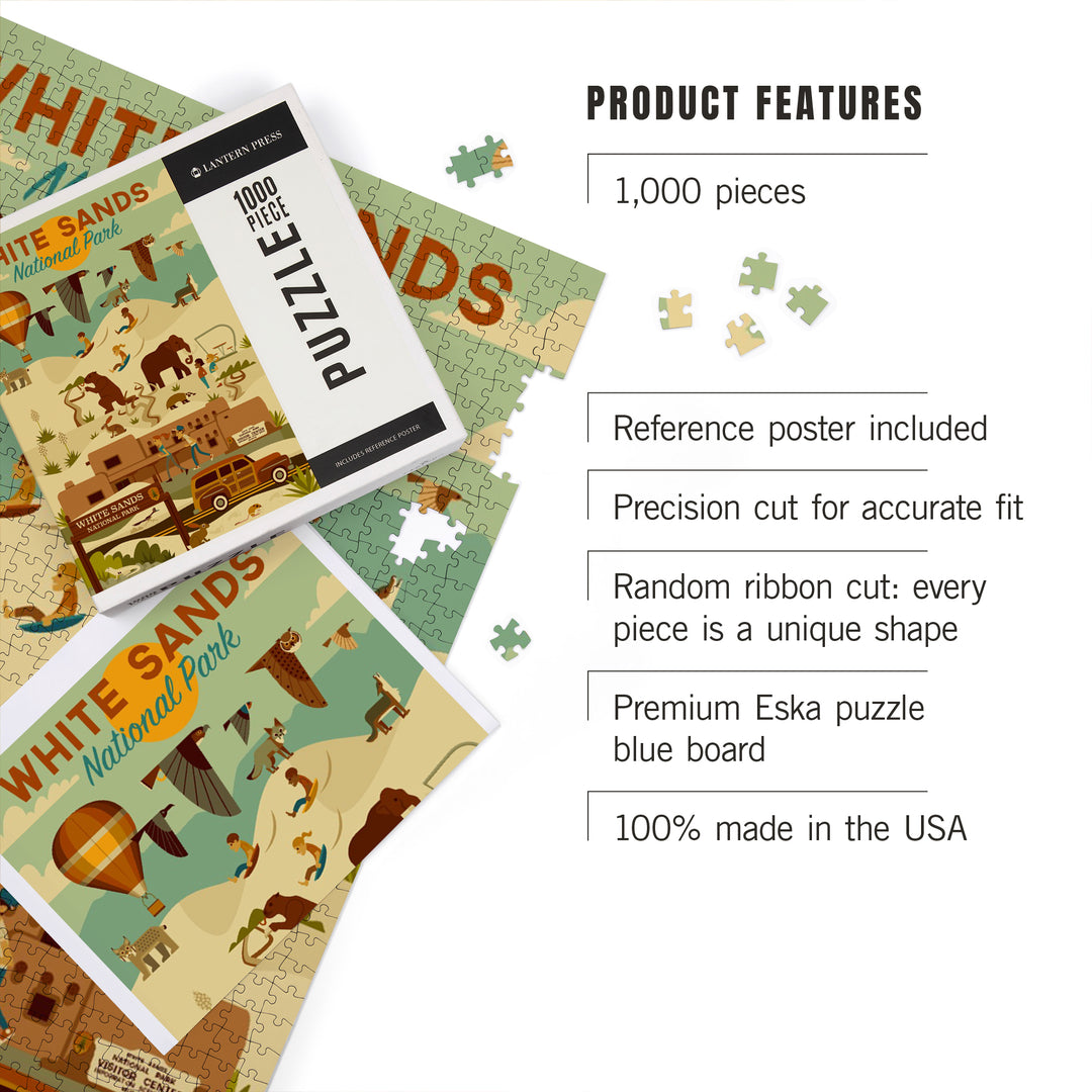 White Sands National Park, New Mexico, Geometric National Park Series, 1000 Piece Jigsaw Puzzle