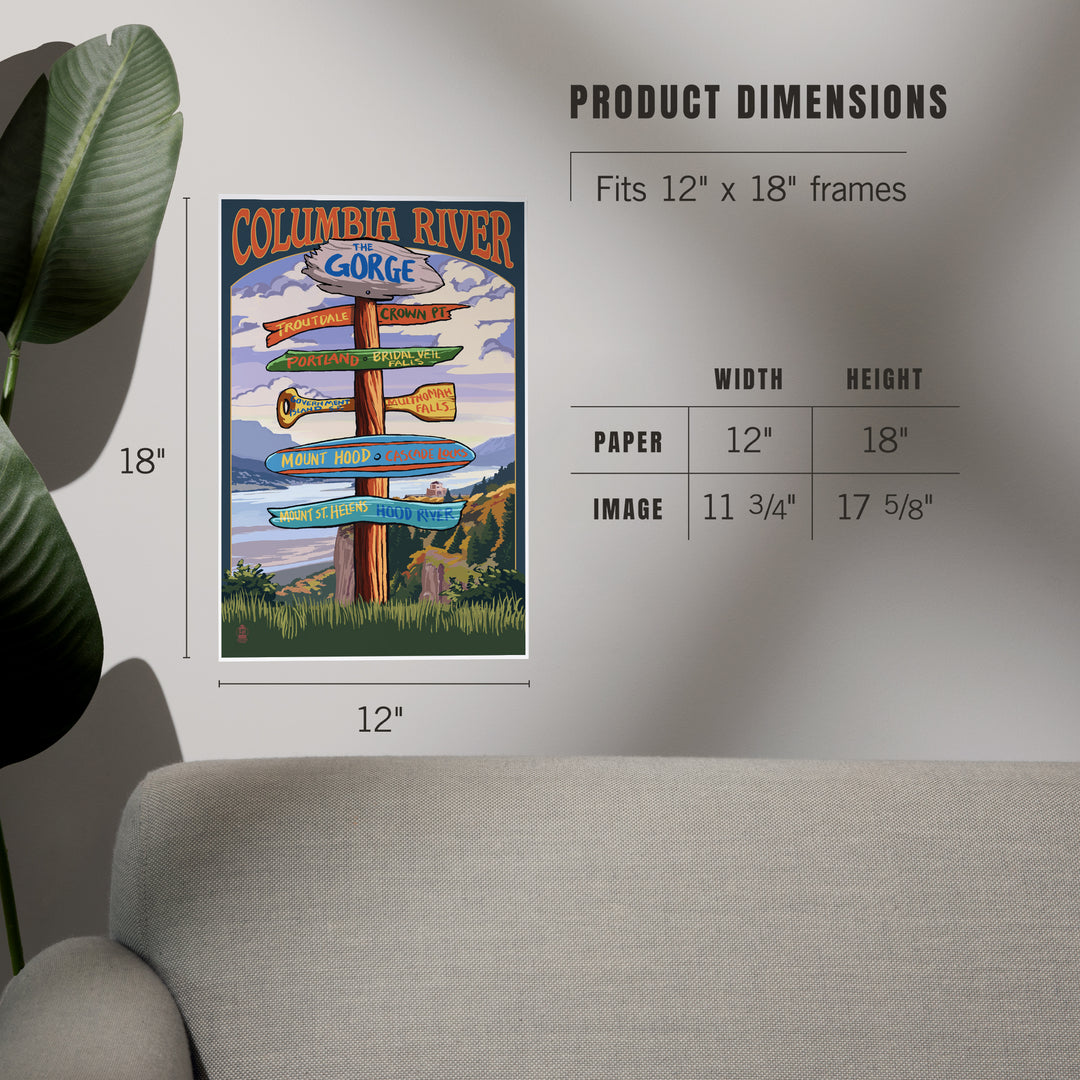 Columbia River Gorge, Oregon, Destinations Sign, Art & Giclee Prints