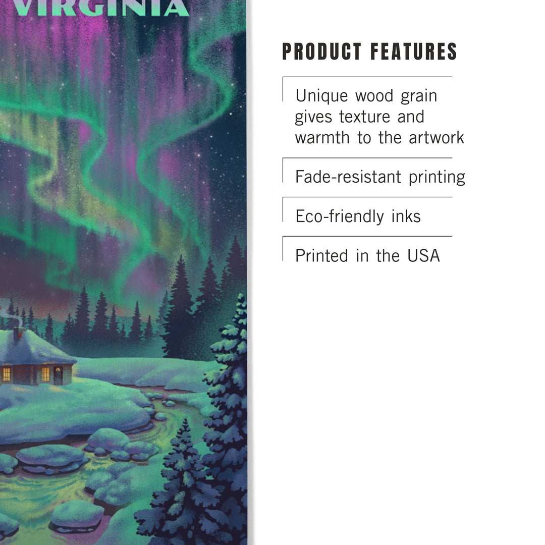 West Virginia, Northern Lights and Cabin, Wood Sign and Postcards