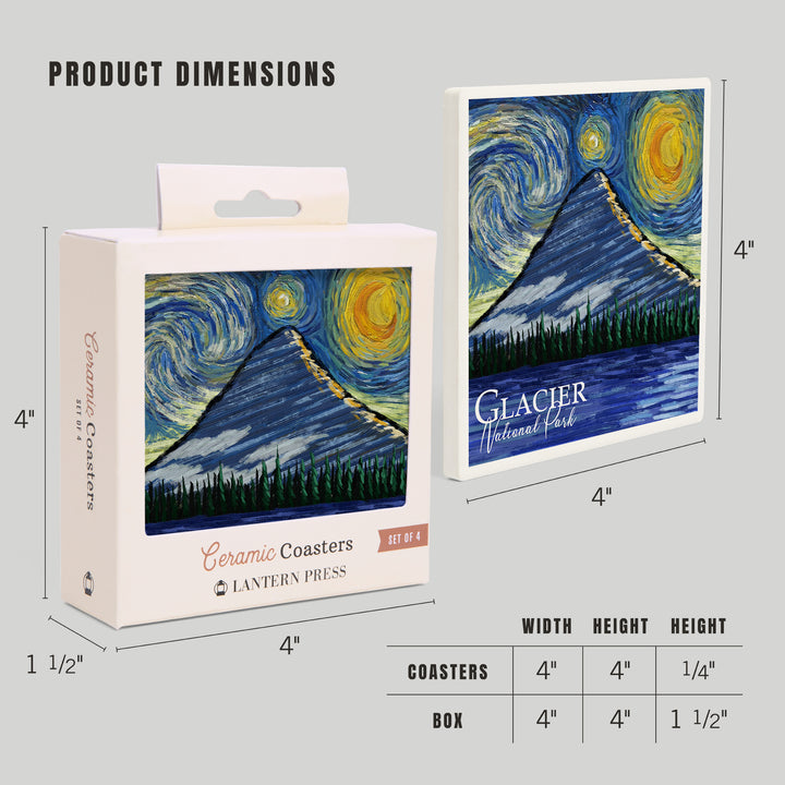 Glacier National Park, Montana, Bearhat Peak and Hidden Lake, Starry Night, Coasters