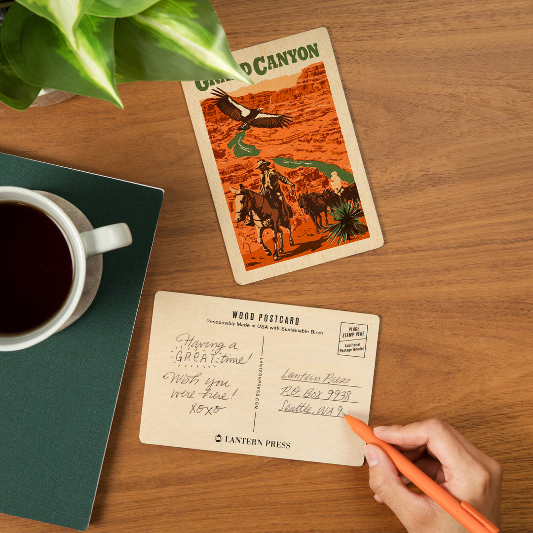 Grand Canyon National Park, Arizona, Woodblock, Wood Sign and Postcards