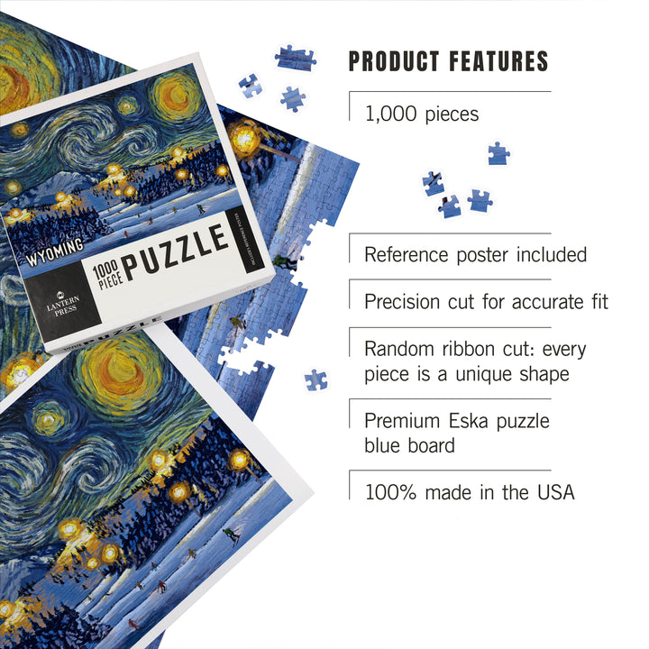 Wyoming, Starry Night, Ski, Jigsaw Puzzle