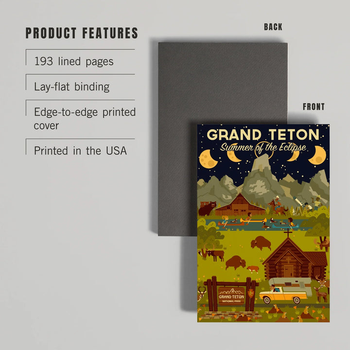 Lined 6x9 Journal, Grand Teton National Park, Wyoming, Summer of the Eclipse, Geometric, Lay Flat, 193 Pages, FSC paper