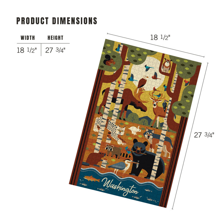 Washington, Geometric, Forest Animals, Jigsaw Puzzle