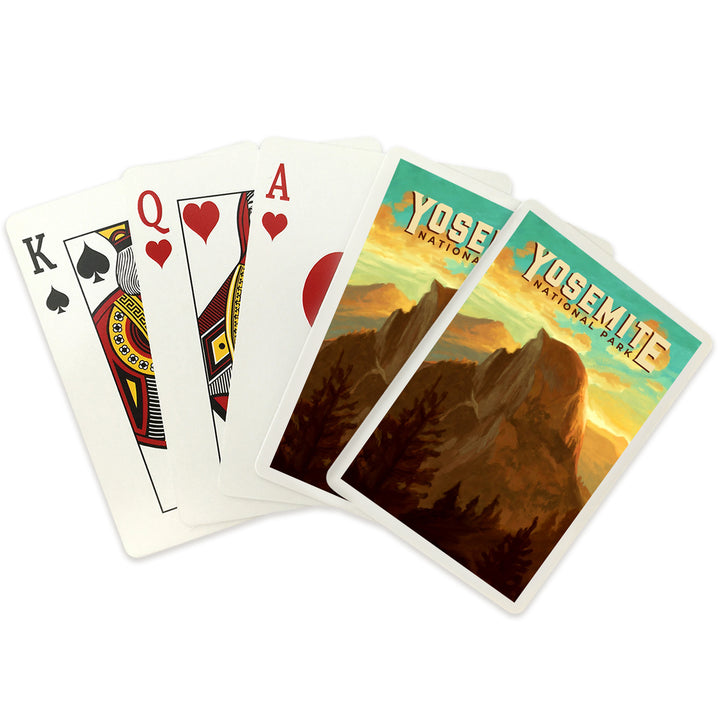 Playing Cards, Yosemite National Park, California, Half Dome, Oil Painting, 52 Card Deck with Jokers in Box, Unique Art