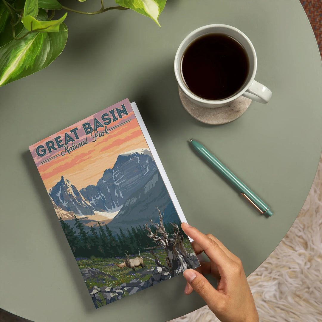 Lined 6x9 Journal, Great Basin National Park, Nevada, Elk and Spring Flowers, Lay Flat, 193 Pages, FSC paper
