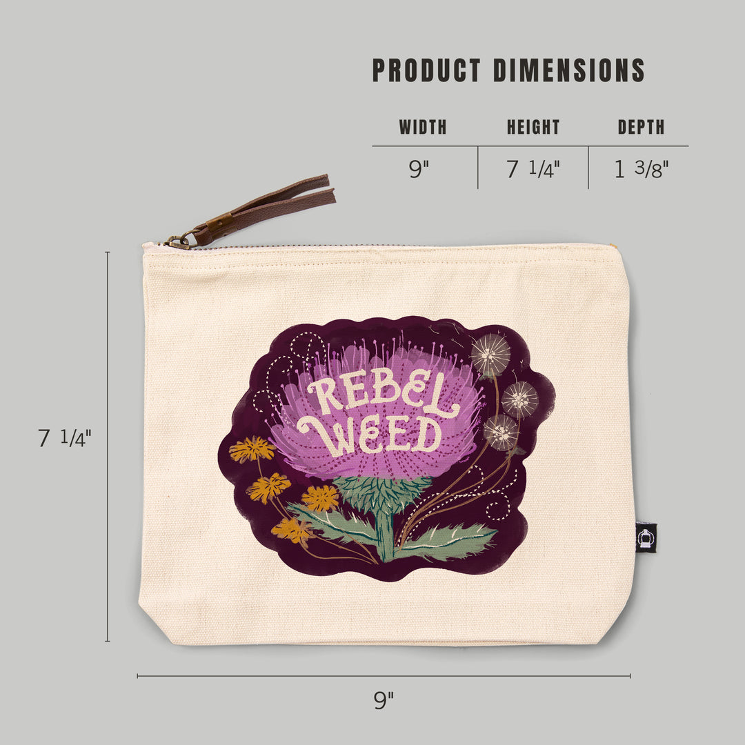 Nature's Beauty Series, Rebel Weed Flowers,, Organic Cotton Zipper Pouch, Go Bag