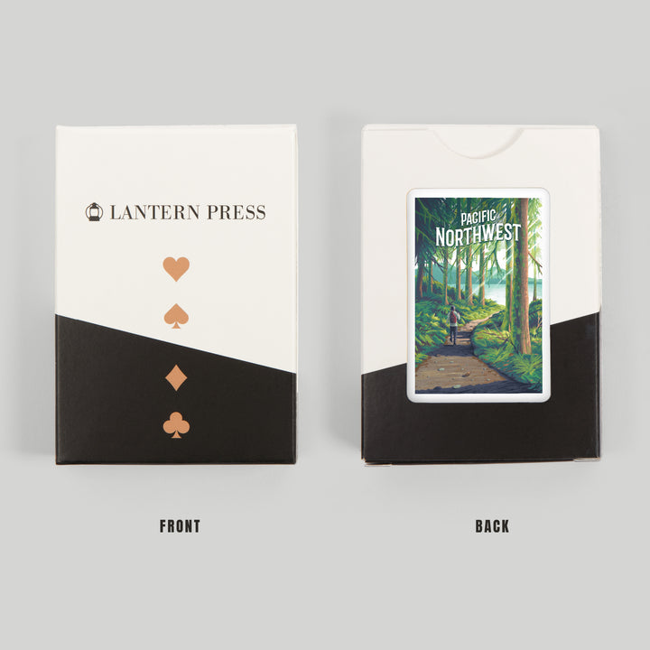 Playing Cards, Pacific Northwest, Walk In The Woods, Day Hike, 52 Card Deck with Jokers in Box, Unique Art