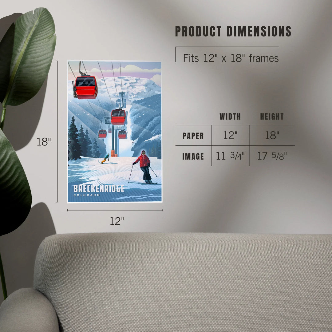Breckenridge, Colorado, Lithograph, Gondolas, Art & Giclee Prints
