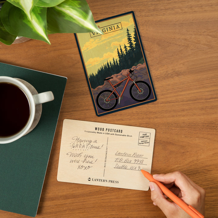 Virginia, Mountain Bike, Ride the Trails, Wood Sign and Postcards