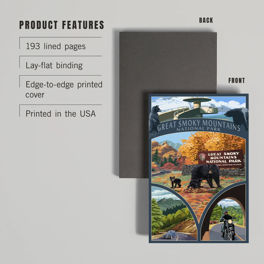 Lined 6x9 Journal, Great Smoky Mountains National Park, Tennessee, Montage, Lay Flat, 193 Pages, FSC paper