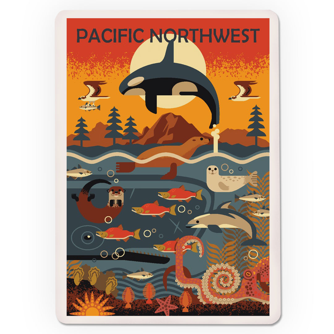 Playing Cards, Pacific Northwest, Marine Animals, Geometric, Summer, 52 Card Deck with Jokers in Box, Unique Art