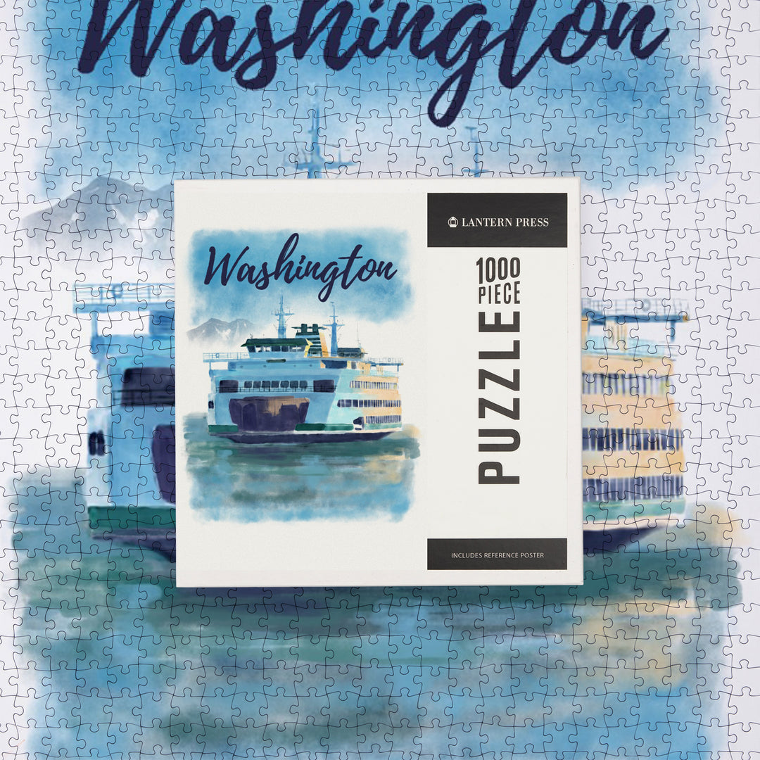 Washington, Watercolor, Ferry, Jigsaw Puzzle