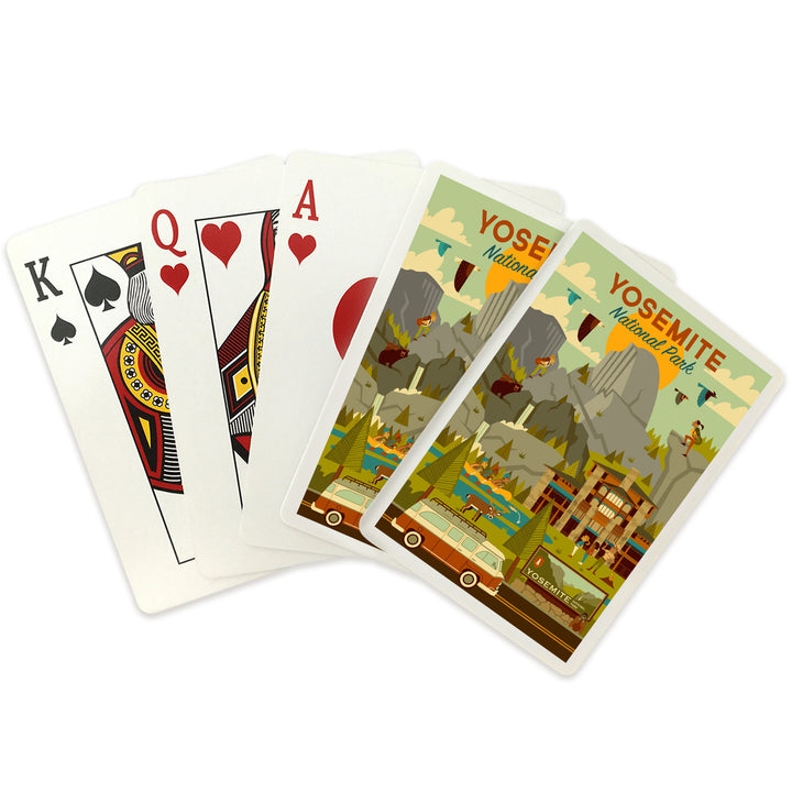 Playing Cards, Yosemite National Park, California, Half Dome, Lodge, Geometric, 52 Card Deck with Jokers in Box, Unique Art