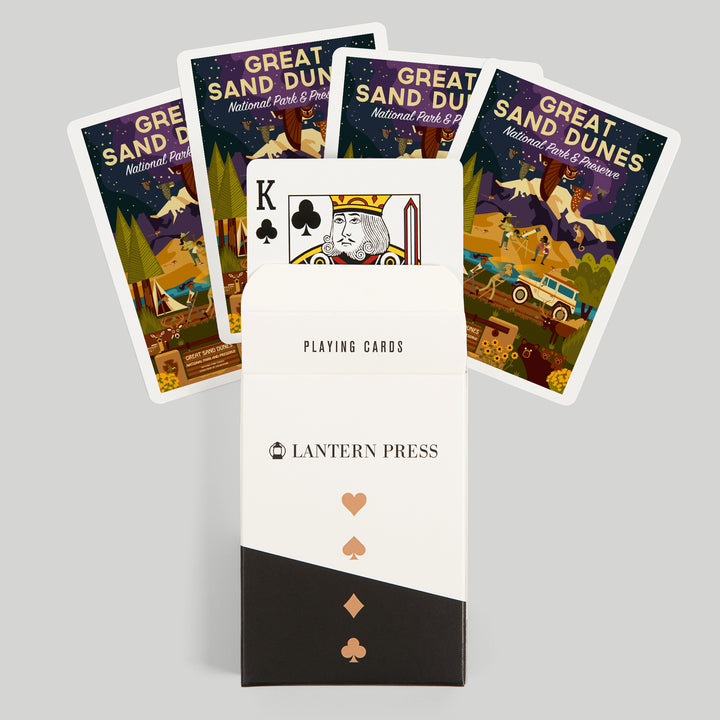 Playing Cards, Great Sand Dunes National Park and Preserve, Colorado, Geometric Night Scene, 52 Card Deck with Jokers in Box, Unique Art