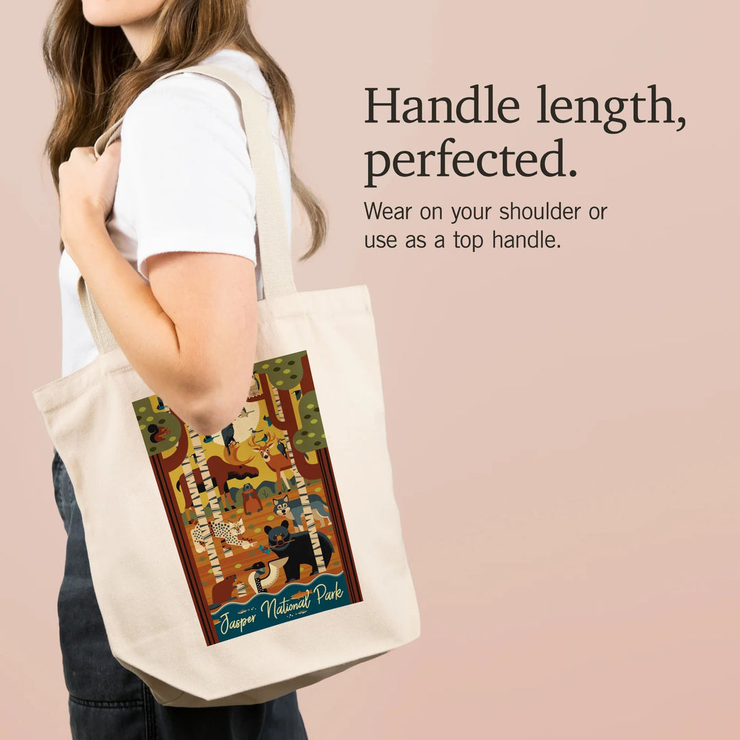 Jasper National Park, Canada, Forest Animals, Geometric, Tote Bag