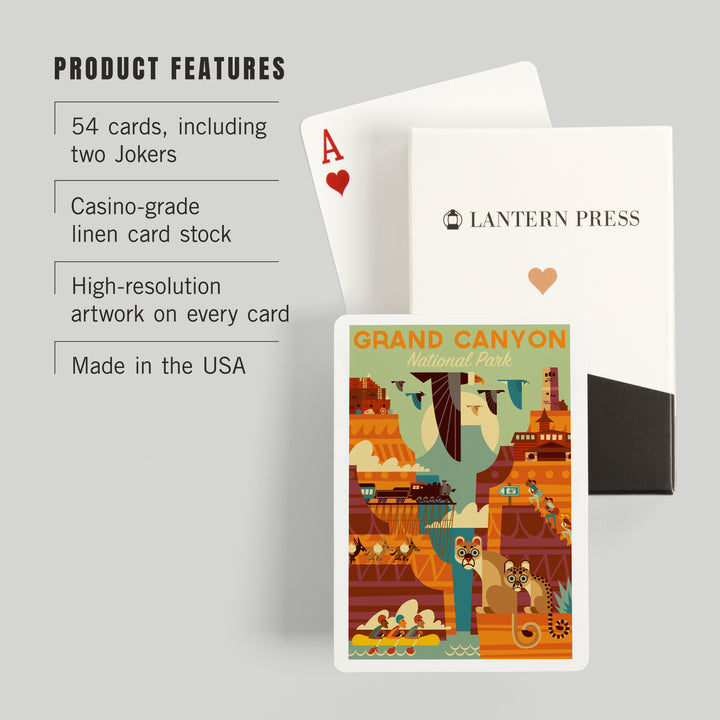 Playing Cards, Grand Canyon National Park, Arizona, Geometric National Park Series, 52 Card Deck with Jokers in Box, Unique Art