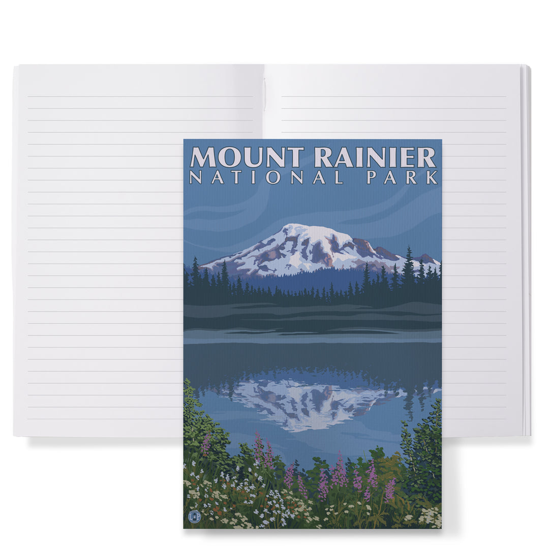 Lined 6x9 Journal, Mount Rainier, Washington, Reflection Lake, Lay Flat, 193 Pages, FSC paper