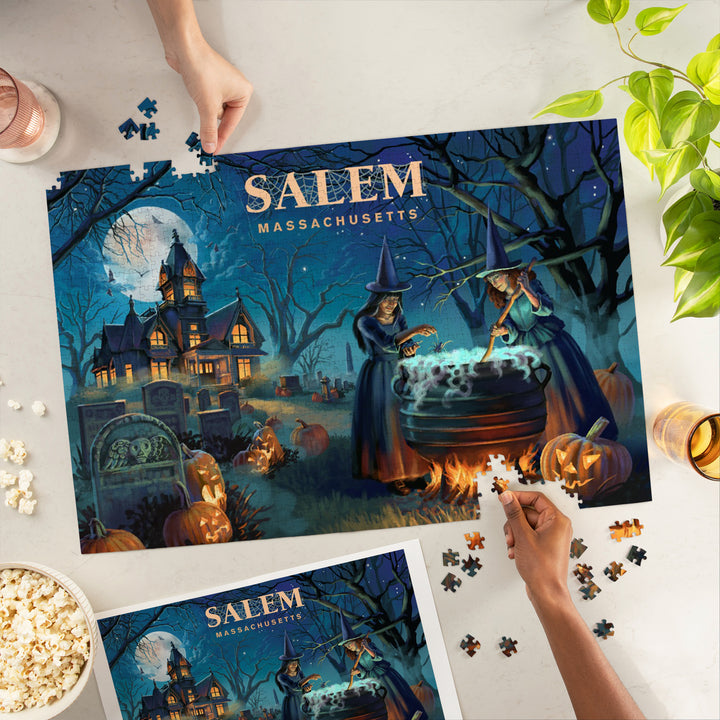 Salem, Massachusetts, Lithograph, Cemetery Witch's Brew, 1000 Piece Jigsaw Puzzle