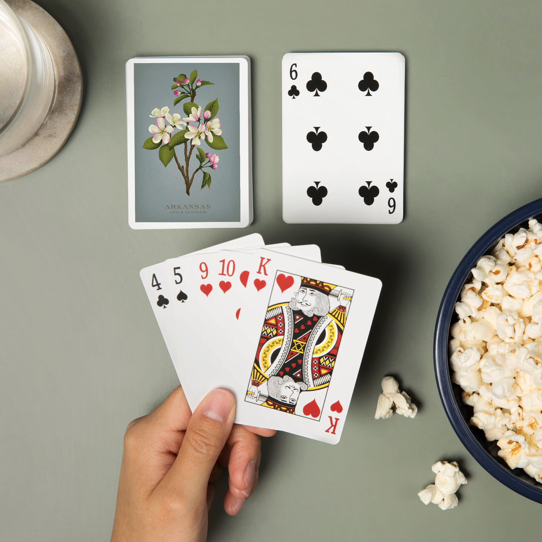Playing Cards, Arkansas, Vintage Flora, State Series, Apple Blossom, 52 Card Deck with Jokers in Box, Unique Art
