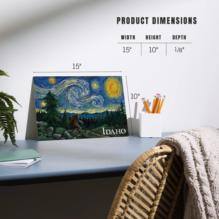 Idaho, Bigfoot, Starry Night, Wood Sign and Postcards