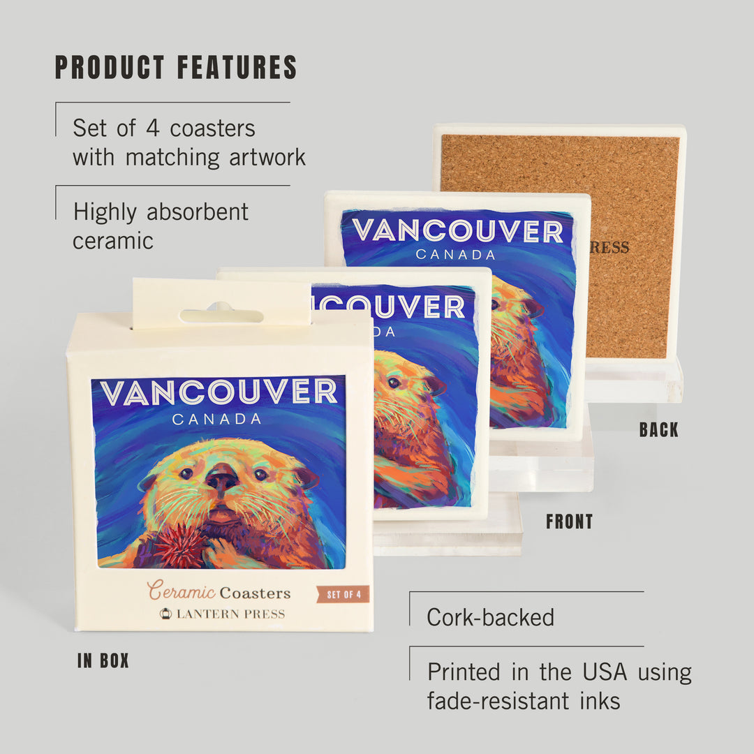 Vancouver, Canada, Sea Otter, Vivid Series, Coasters