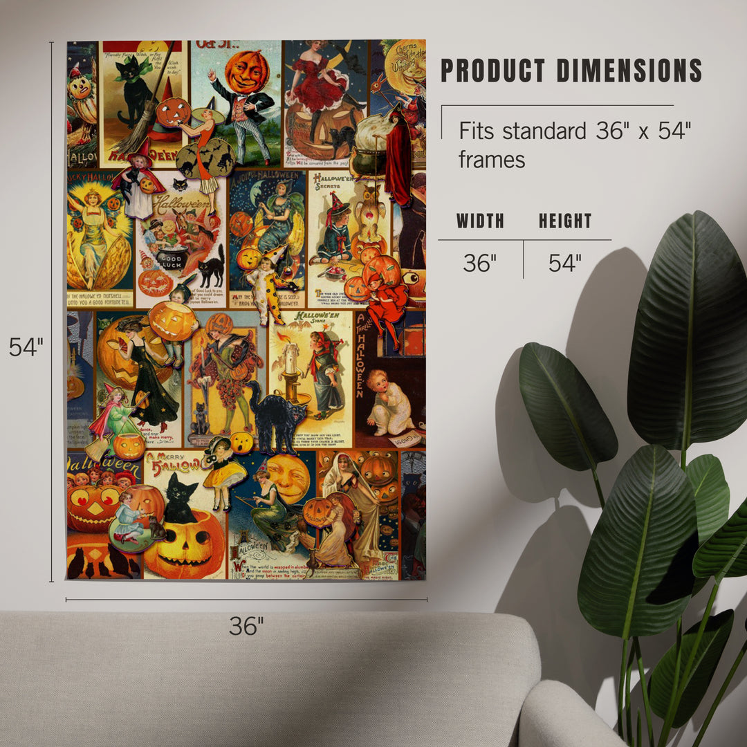 Vintage Halloween Postcard Collage, Art & Giclee Prints