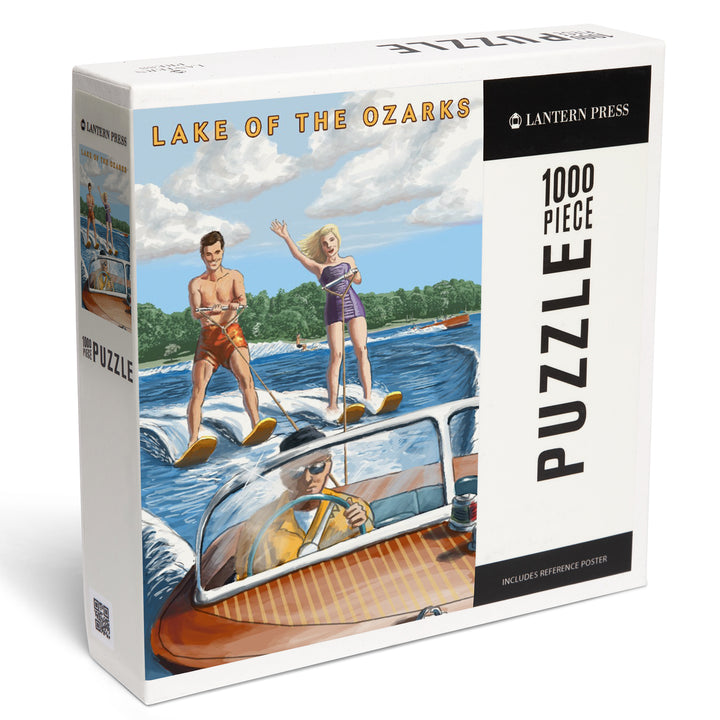 Lake of the Ozarks, Missouri, Water Skiing and Wooden Boat, 1000 Piece Jigsaw Puzzle