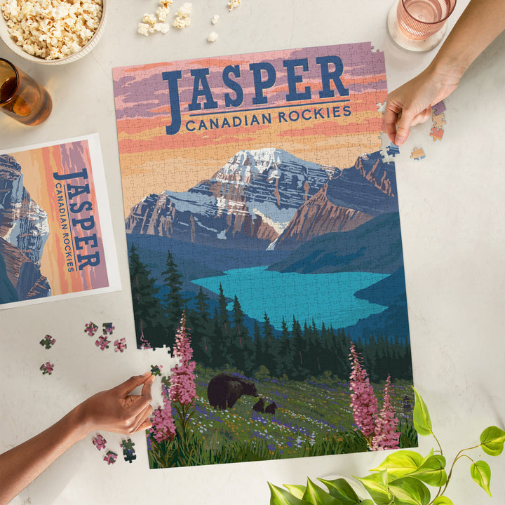 Jasper, Canada, Bear and Spring Flowers, Jigsaw Puzzle