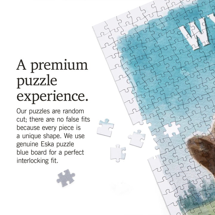 Wyoming, Watercolor Study, Grizzly Bear, 1000 Piece Jigsaw Puzzle