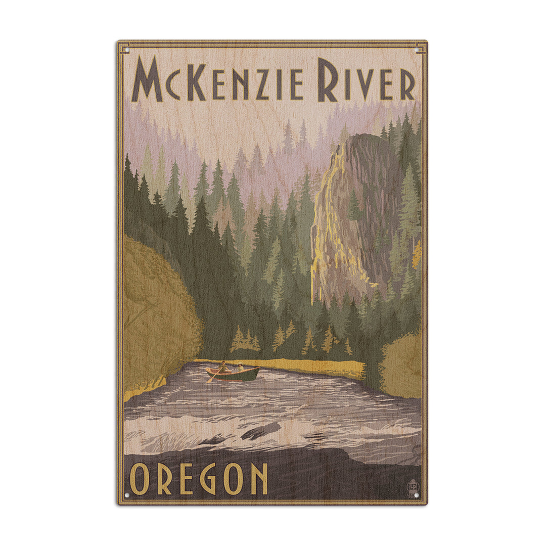 McKenzie River, Oregon Scene, Lantern Press Poster, Wood Signs and Postcards