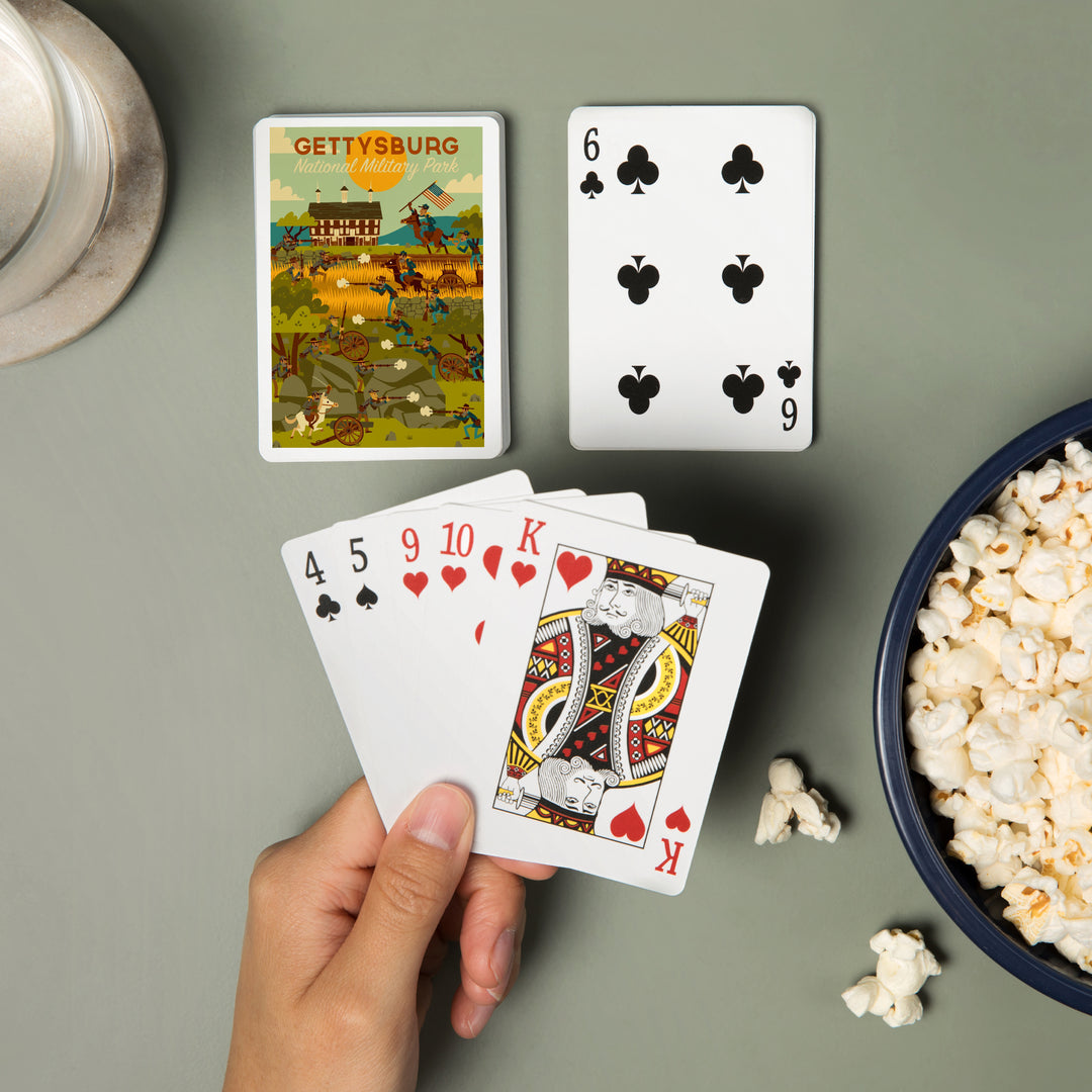 Playing Cards, Gettysburg, Pennsylvania, National Military Park, Civil War, Geometric, 52 Card Deck with Jokers in Box, Unique Art