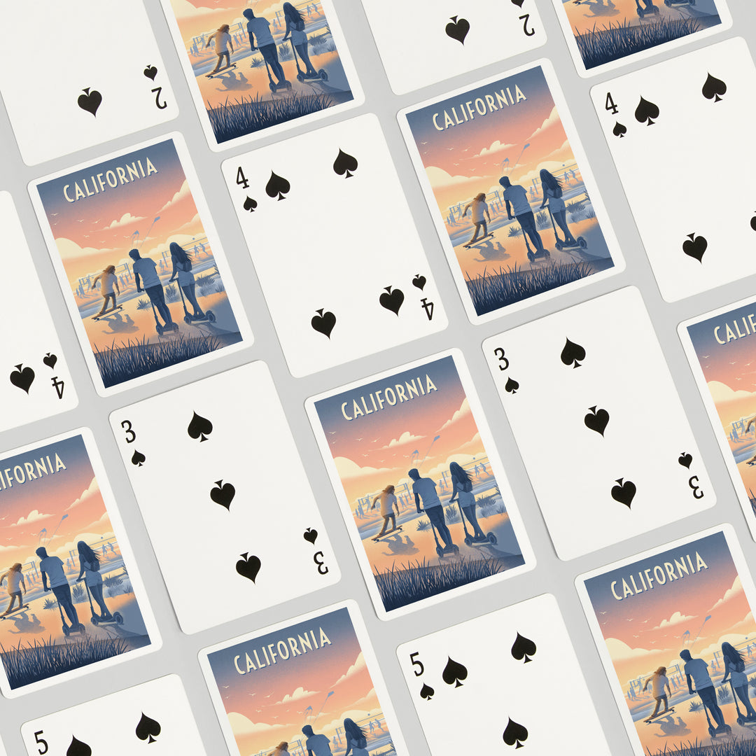 Playing Cards, California, Lithograph, Enjoy the Ride, Longboards and Scooters, 52 Card Deck with Jokers in Box, Unique Art
