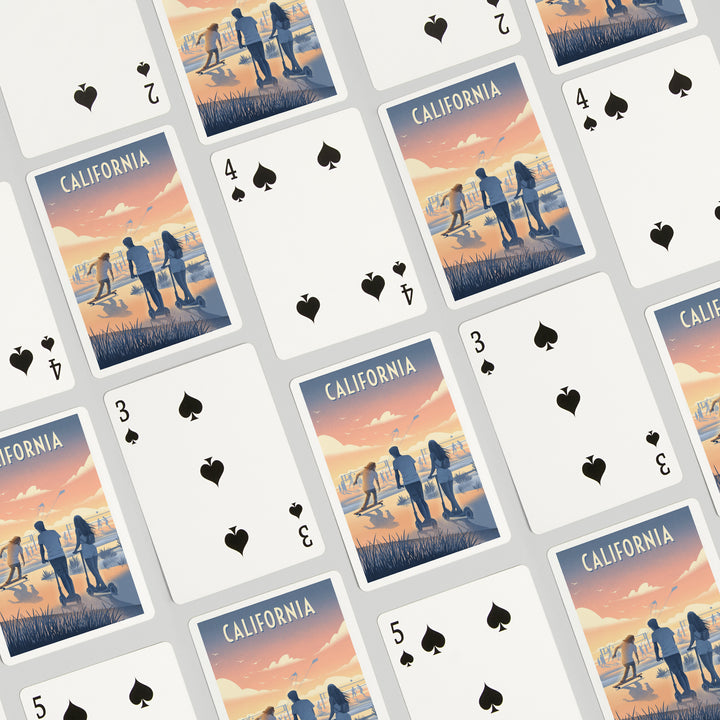 Playing Cards, California, Lithograph, Enjoy the Ride, Longboards and Scooters, 52 Card Deck with Jokers in Box, Unique Art