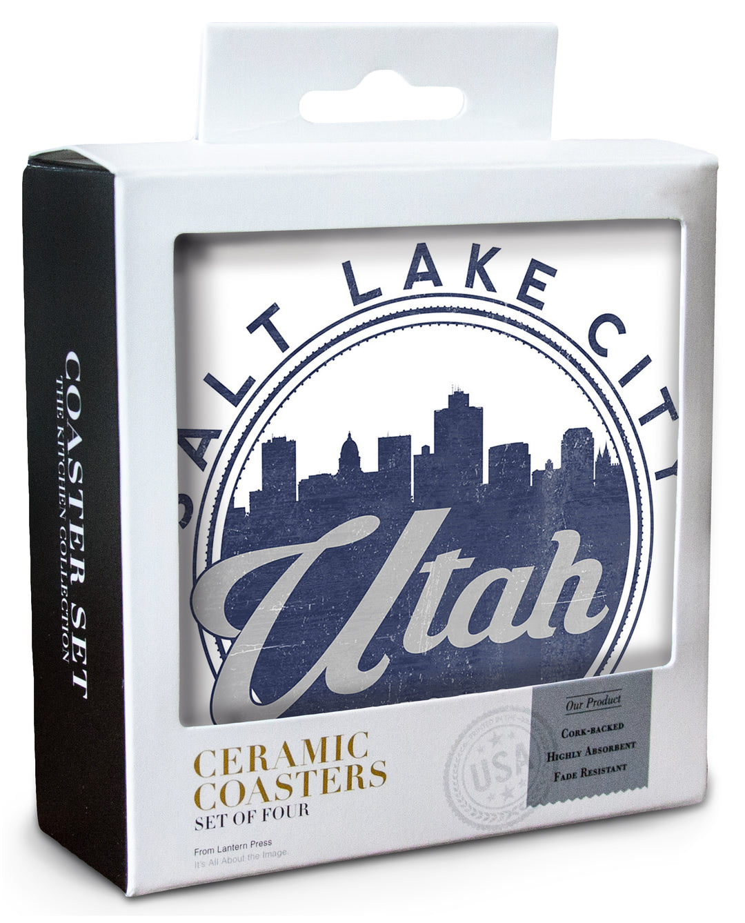 Salt Lake City, Utah, Skyline Seal (Blue), Coaster Set