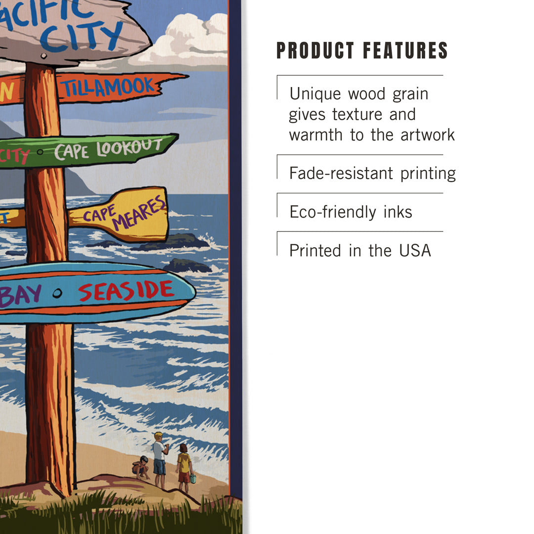 Pacific City, Oregon Destinations Sign, Lantern Press Poster, Wood Signs and Postcards