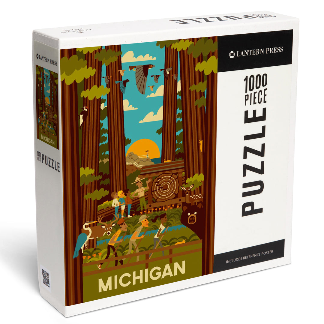 Michigan, Geometric, Forest, 1000 Piece Jigsaw Puzzle