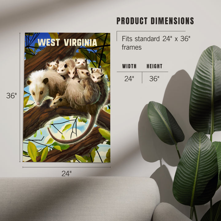West Virginia, Possum with Babies, Art & Giclee Prints