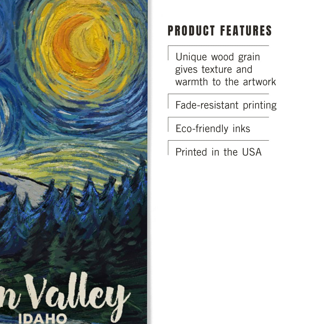 Sun Valley, Idaho, Bald Mountain, Starry Night, Wood Sign and Postcards