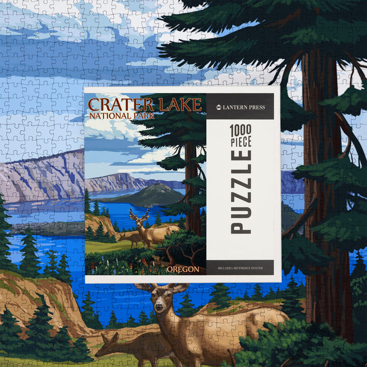 Crater Lake National Park, Oregon, Deer Family,, Jigsaw Puzzle